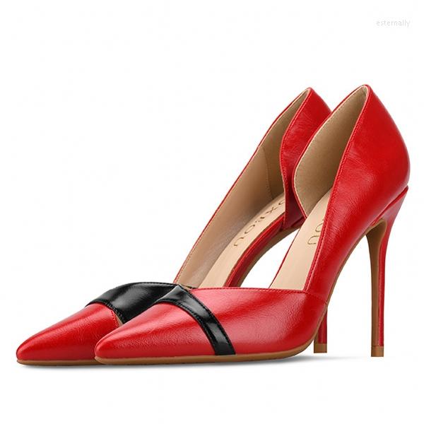 

Dress Shoes 2023 Women High Heels Sexy Pointed Toe Slip-on Wedding Office Split Leather Handmade Plus Size 34-46 Pumps H0017, 6cm heel height