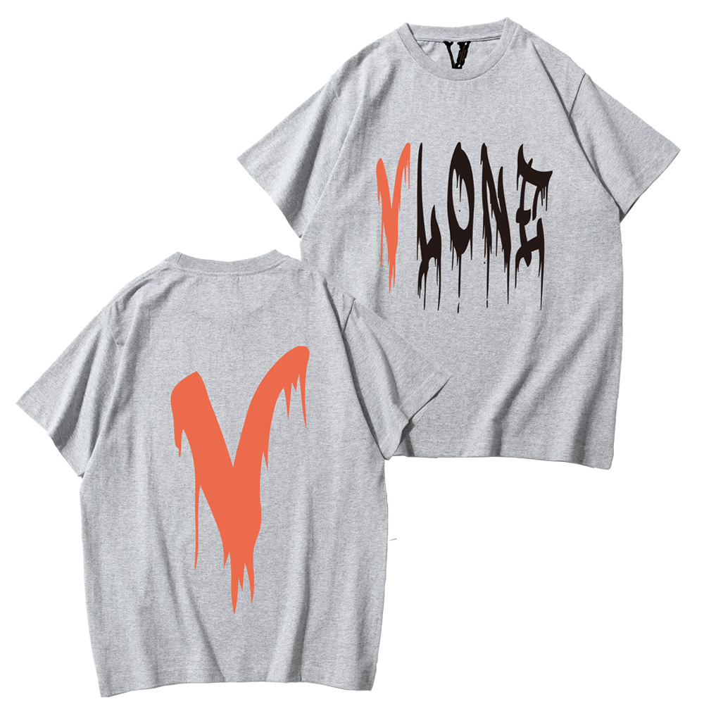 

VLONE Men's T Shirts Brand Men's Designer T-shirt Men's and Women's Summer Casual Loose Large V Print Short Sleeve T-shirt Street Hip-hop Sports Cotton Couple T-shirt, Army green