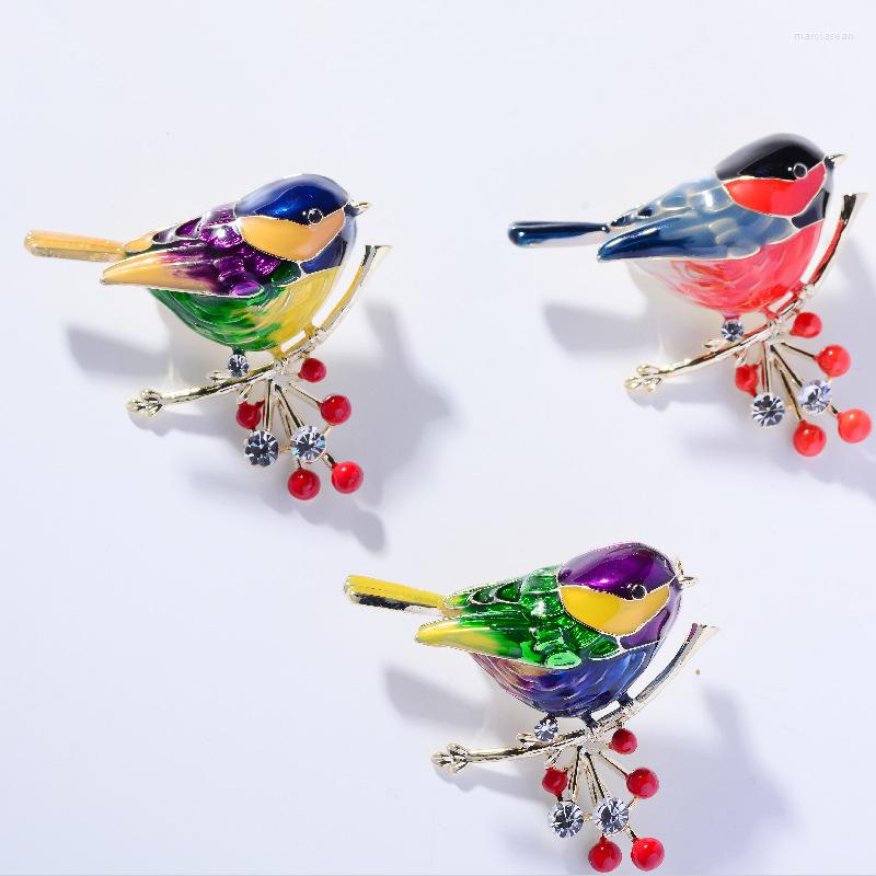 

Brooches Chinese Style Bird Brooch For Women With Red Pearl Cute Animal Enamel Pins Cheongsam Accessories Corsage Female Broche