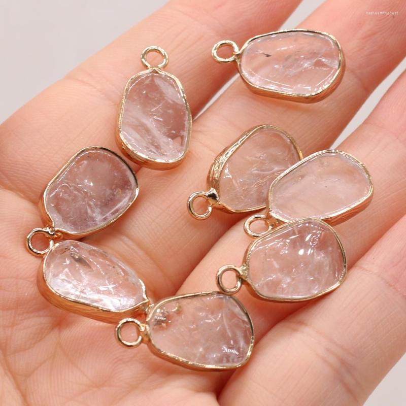 

Pendant Necklaces Natural Clear Quartz Charms Oval Gilt Edge Necklace For Jewelry Making DIY Earrings Accessories 10x20mm