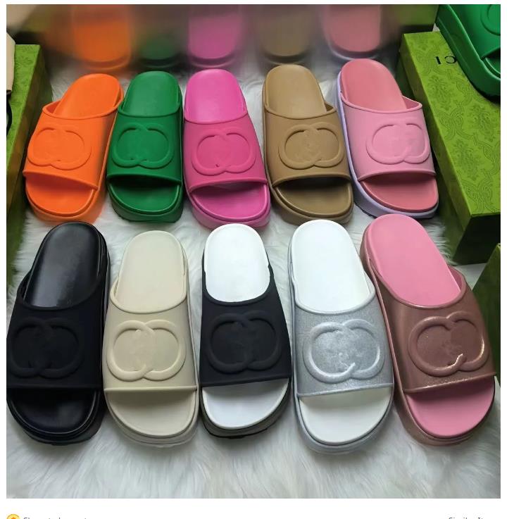 

Thick bottom sandal slipper Internet celebrity burst solid color flat heels leisure thickened outside wear stepping on poop feeling increased 5 cm cake slippers