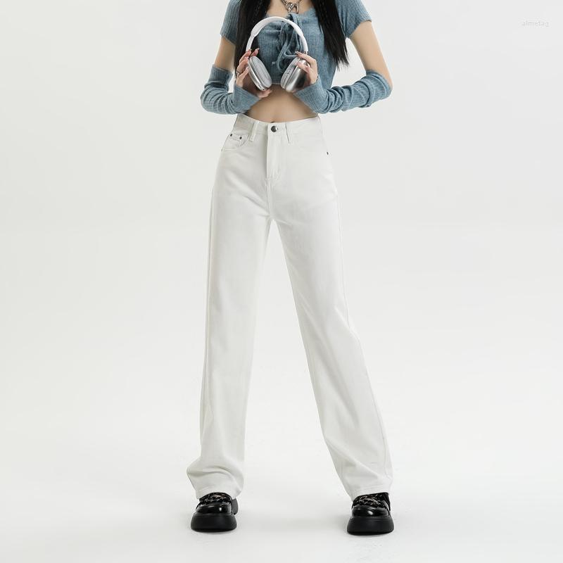 

Women's Jeans Vintage Baggy For Women's Straight Loose High Waist Trousers Streetwear Classic Casual Fashion Mom Denim Wide Leg Pants, White