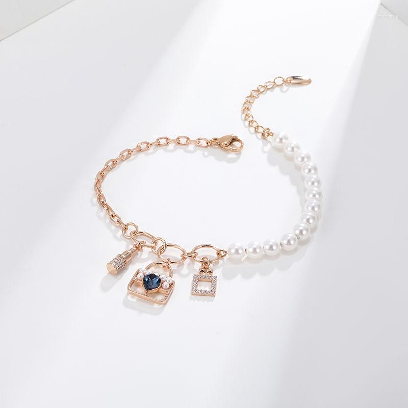

Charm Bracelets Trending Jewelry 2023 Lock Designer Women Bracelet Made With Austrian Crystal For Girls Wedding Party Christmas Bijoux Gift