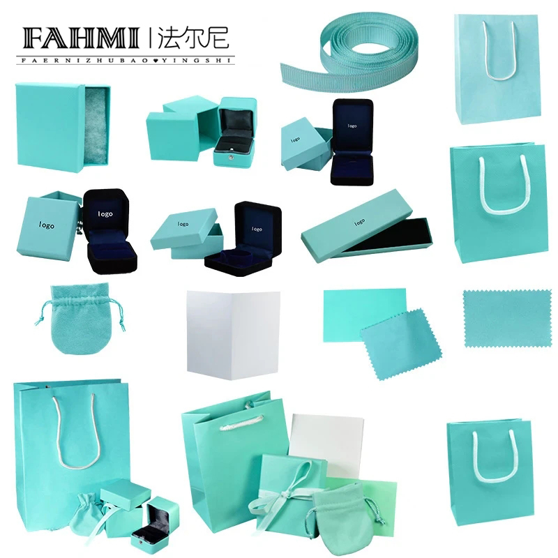 

FAHMI Tiff Box High-quality Charm Ring Earrings Bracelet Necklace Jewelry Protection Box Gift Bag Card Accessories