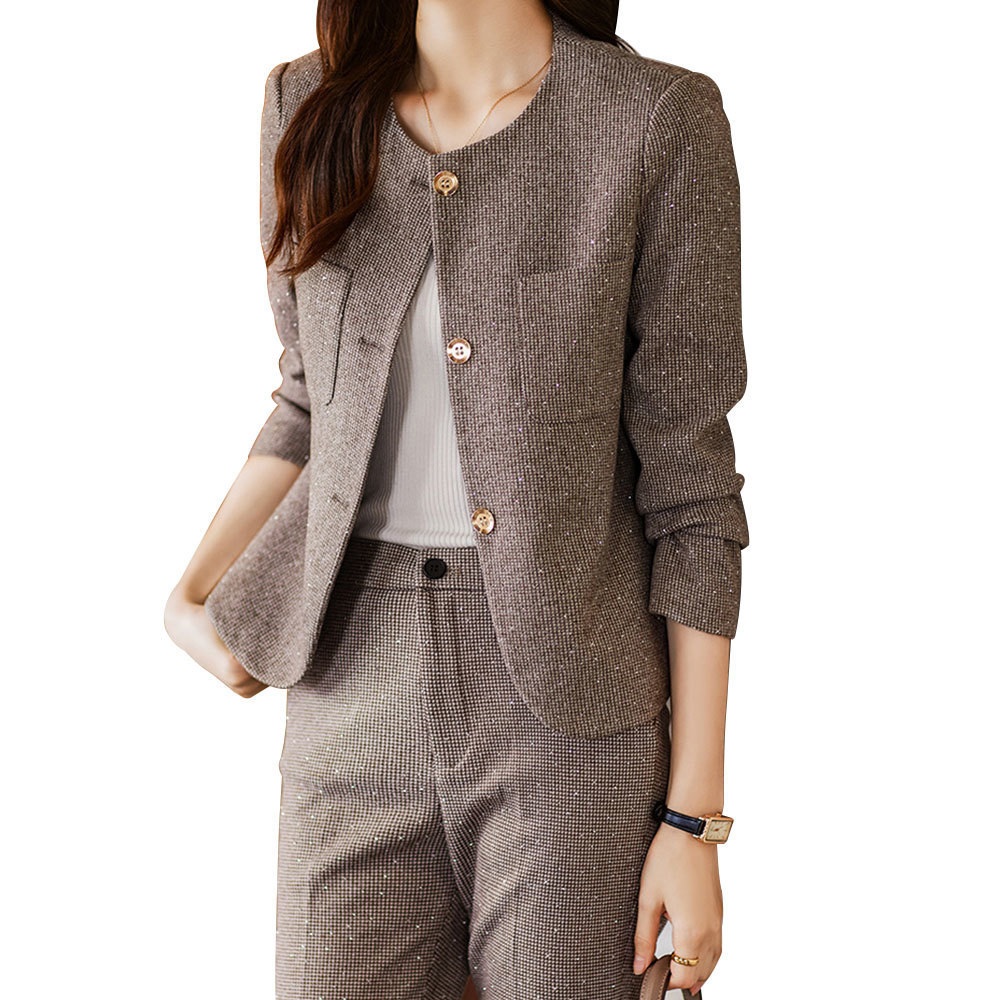 

Women's Suits Blazers Fashion Women's Suit 2 Piece Customized Party Wedding Business Suit Solid Work for Women Formal Office Lady Sets 230316, Coffee