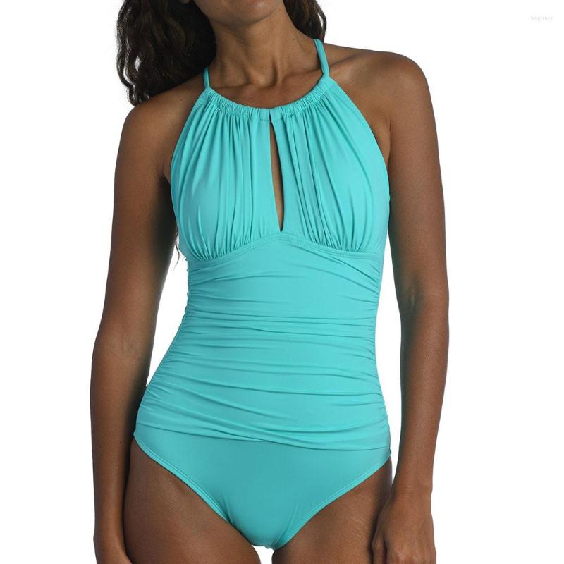 

Women' Swimwear Hollow Out Women Swimsuit Ruffled One Piece Halter Bandage Monokini Feminine Bikinis Bodysuit Beachwear Bathing Suits, Green