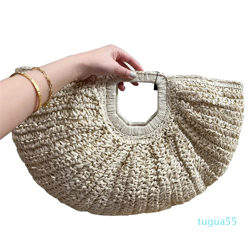 

Straw Handbag Lafite grass Tote Bag Women Handbags Purse Half Moon Bags Fashion