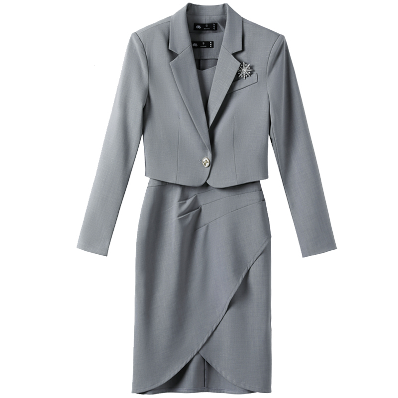 

Women's Suits Blazers Lenshin 2 Piece Gray Set Formal Dress Suit Office Lady Women Autunm Business Blazer and Sleeveless Clothes 230316, Navy dress suit