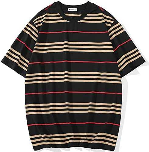 

Men' tee shirts sleeve tee fashion loose fit classics crew neck stripe t-shirtHWIZ, 6108 beige