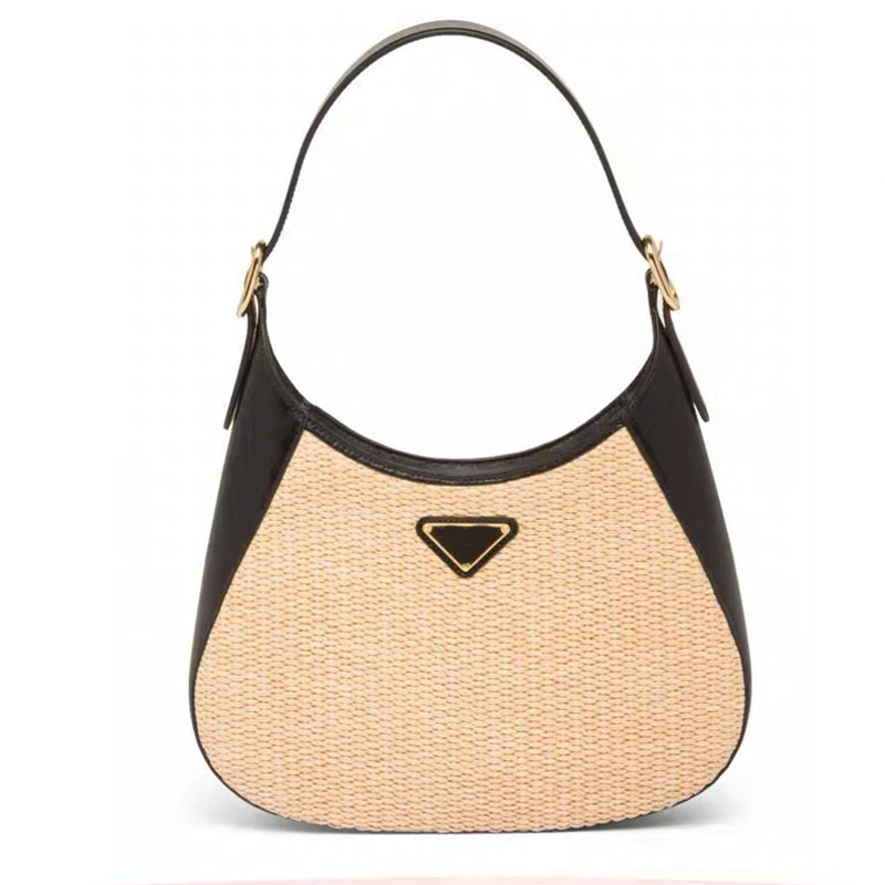 

Handbags Shopping Bag Fashion Straw Leather Patchwork Women Shoulder Bags Lager Capacity Tote Purse Summer Beach Travel Hobo Handbag Adjustable Strap Gold Metal, Blue