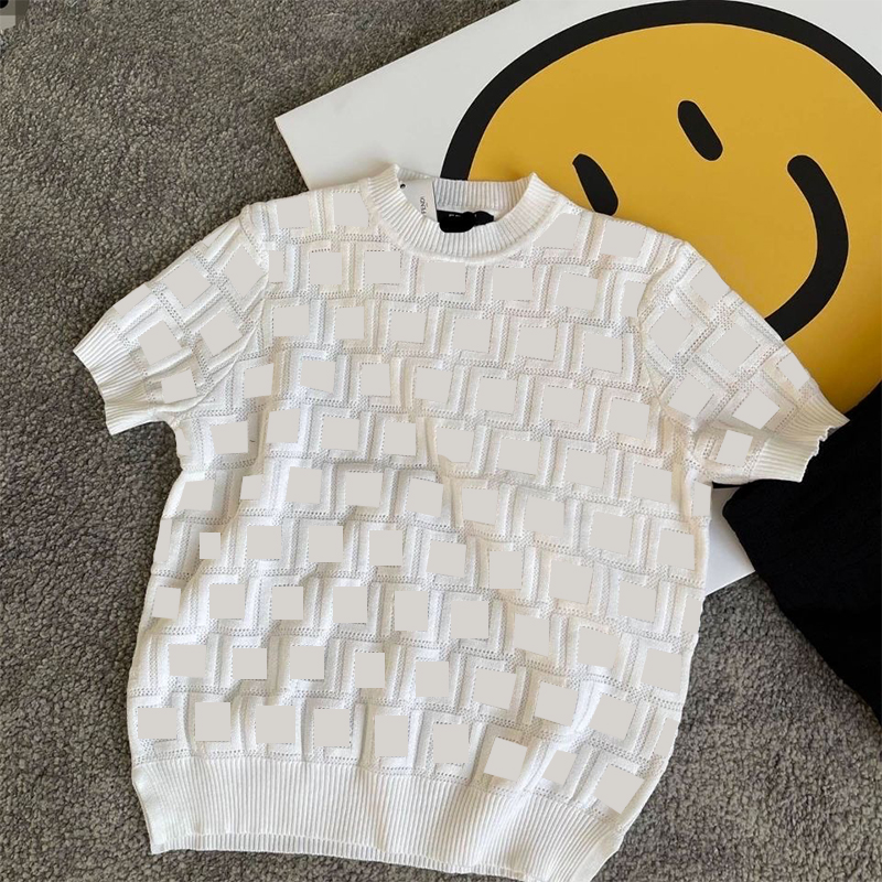 

Designer Womens t shirt tees high-end translucent lace sexy women top long sleeve shorts Out Knit Tee F Summer Women' T-Shirt, Ivory