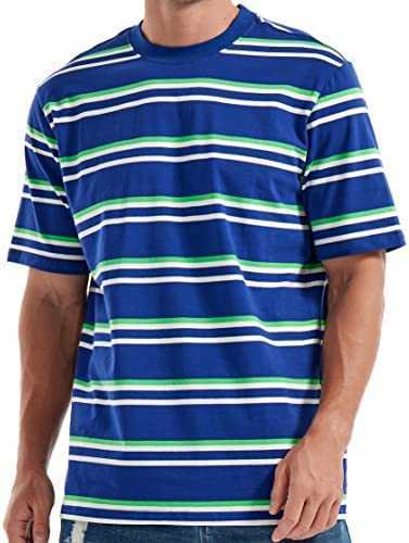 

Men's tee shirts sleeve tee fashion loose fit classics crew neck stripe t-shirtNW2R, 6134 black green