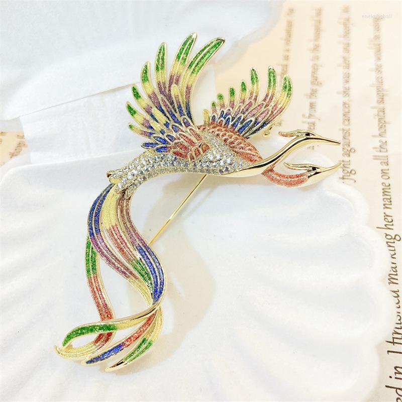 

Brooches Chinese Style Fashion Phoenix Shaped Zircon Brooch For Women National Exquisite Luxury Corsage Personality Pin Jewelry Gifts