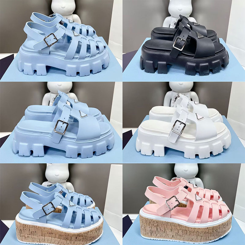 

2023 Women Foam Rubber Sandals Fashion Designer Vintage Beach Womens Platform Metal Buckle Sandal Flat Slides Slippers Shoes Size 35-40, Colour 17