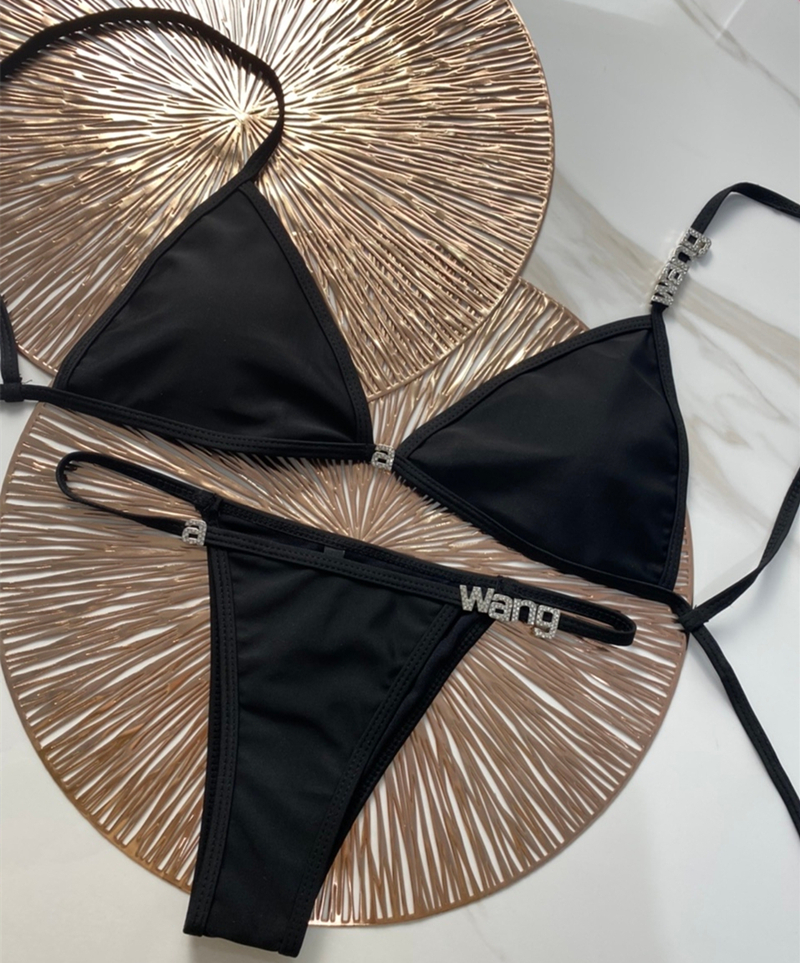 

Classics Black Bikini Set Rhinestone Designer Two Pieces Bikinis Sexy Push Up Swimsuit XL Fashion Swimwear Women Biquinis Female Maillot de bain femme Fast Shipping, Yah 01 black