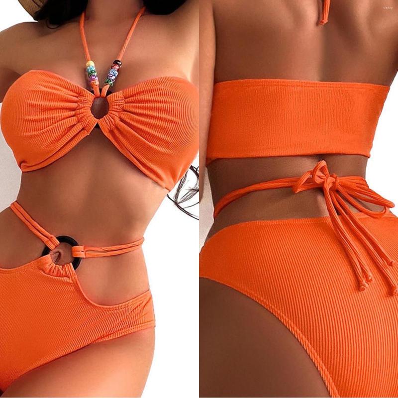 

Women's Swimwear Womens Large Banded Bikini Swimsuit Solid Color Fashion Women's Board Shorts Sunflower Swimsuits For Women, Orange