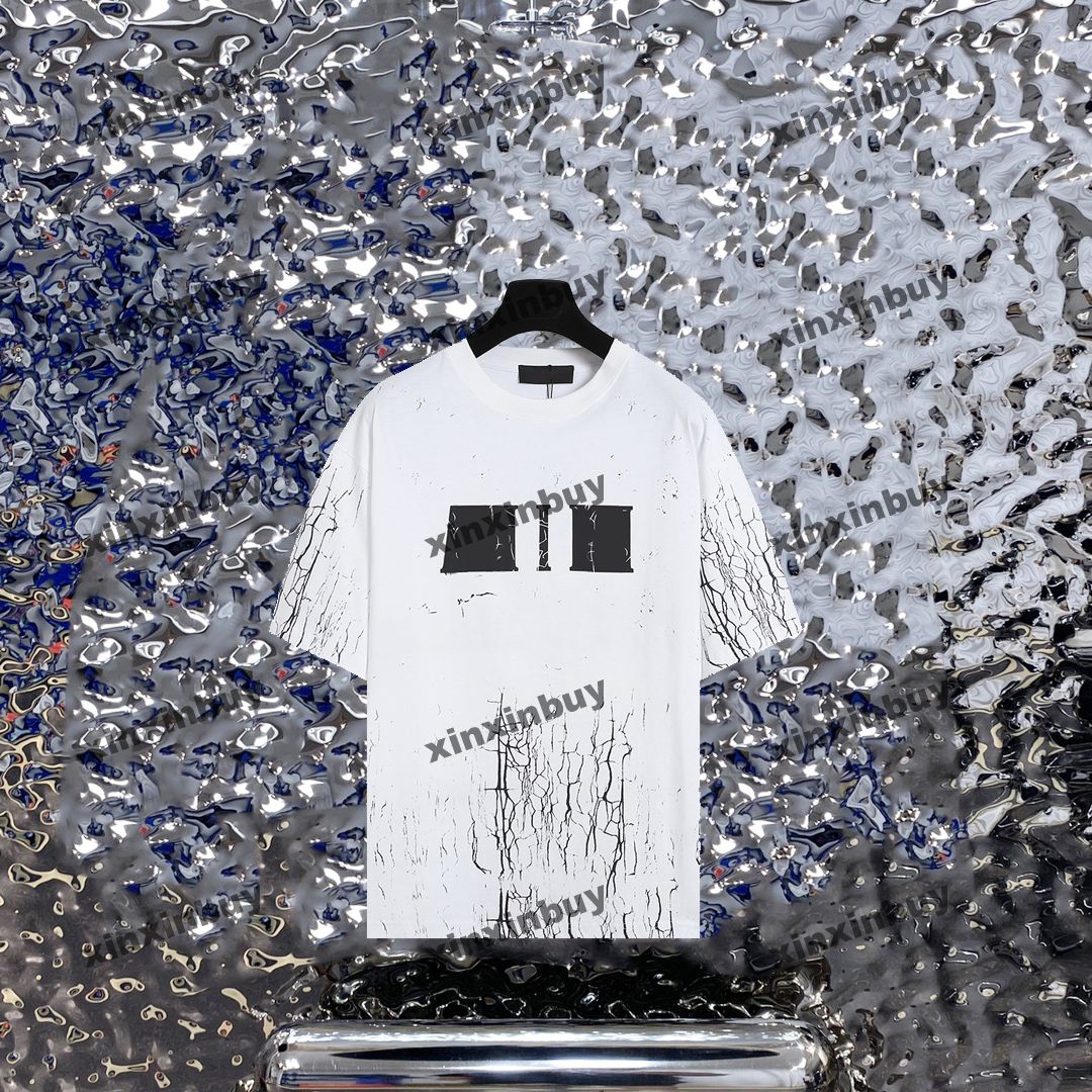 

xinxinbuy Men designer Tee t shirt 23ss Paris Crack letter print short sleeve cotton women Black White XS-XL