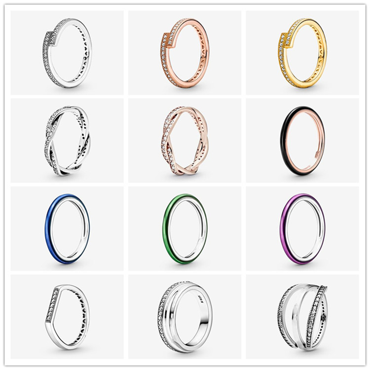 

Authentic S925 Sterling Silver Rings Women with Original BOX For Pandora Princess Wish Women Christmas CZ Diamond Wedding Birthday Gifts Jewelry R029