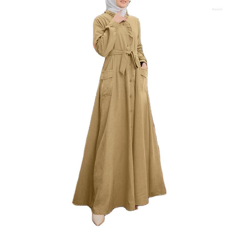 

Ethnic Clothing Autumn Morocco Dress Muslim Women Abaya India Abayas Stand Collar Dubai Turkey Islam Party Kaftan Robe Longue Vestidos
