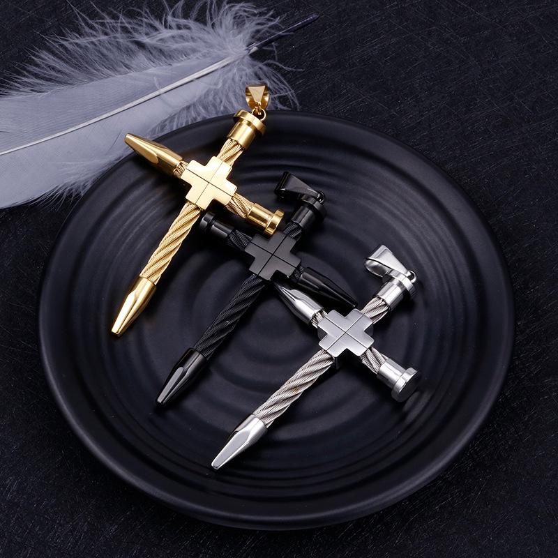 

Pendant Necklaces European And American Titanium Steel Cross Hip Hop Men's Jewelry 316 Stainless PendantPendant