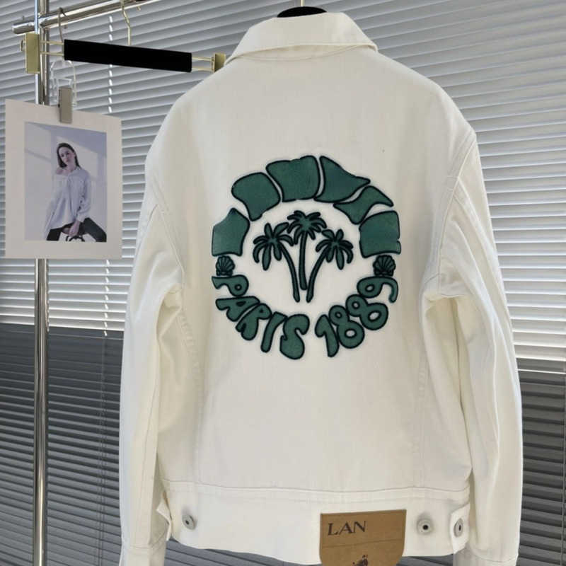 

Top quality men denim jacket 3d embroidered cardigan coat lan designer jackets men women fashion white Jacket, Milky white