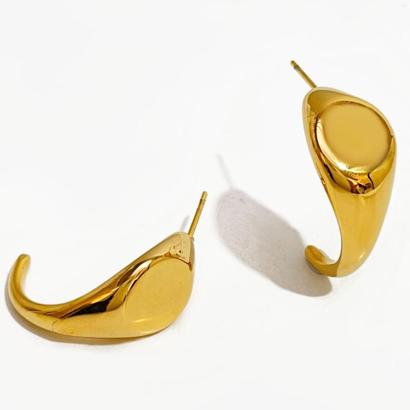 

Hoop Earrings Peri'sbox Waterproof 18K Solid Gold Plated Titanium Steel Signet For Women Chunky Thick Wide Fashionable