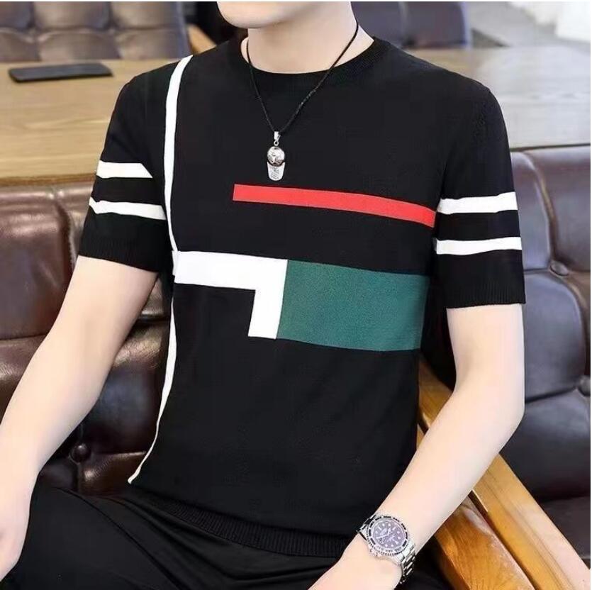 

Designer Men's T Shirts for bee Short Sleeve Slim Casual Knitted Striped Tops Fashion Round Neck Casual Tee Shirt Tees, 09