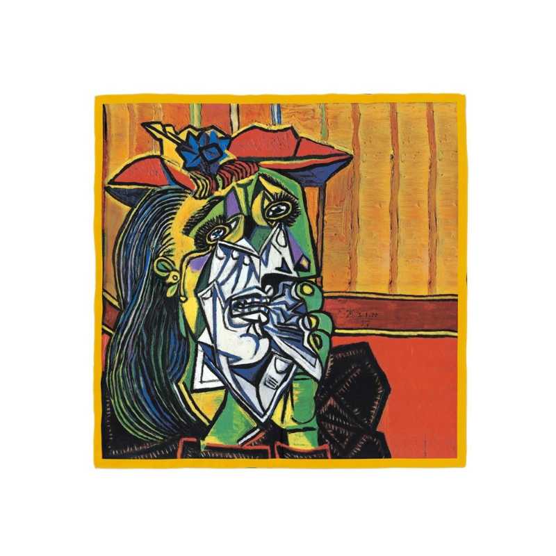 

Scarves Square Scarf Oil Painting Women Shawl Crying Woman Lady Small Headband Kerchief Bandana Foulard Present Gift