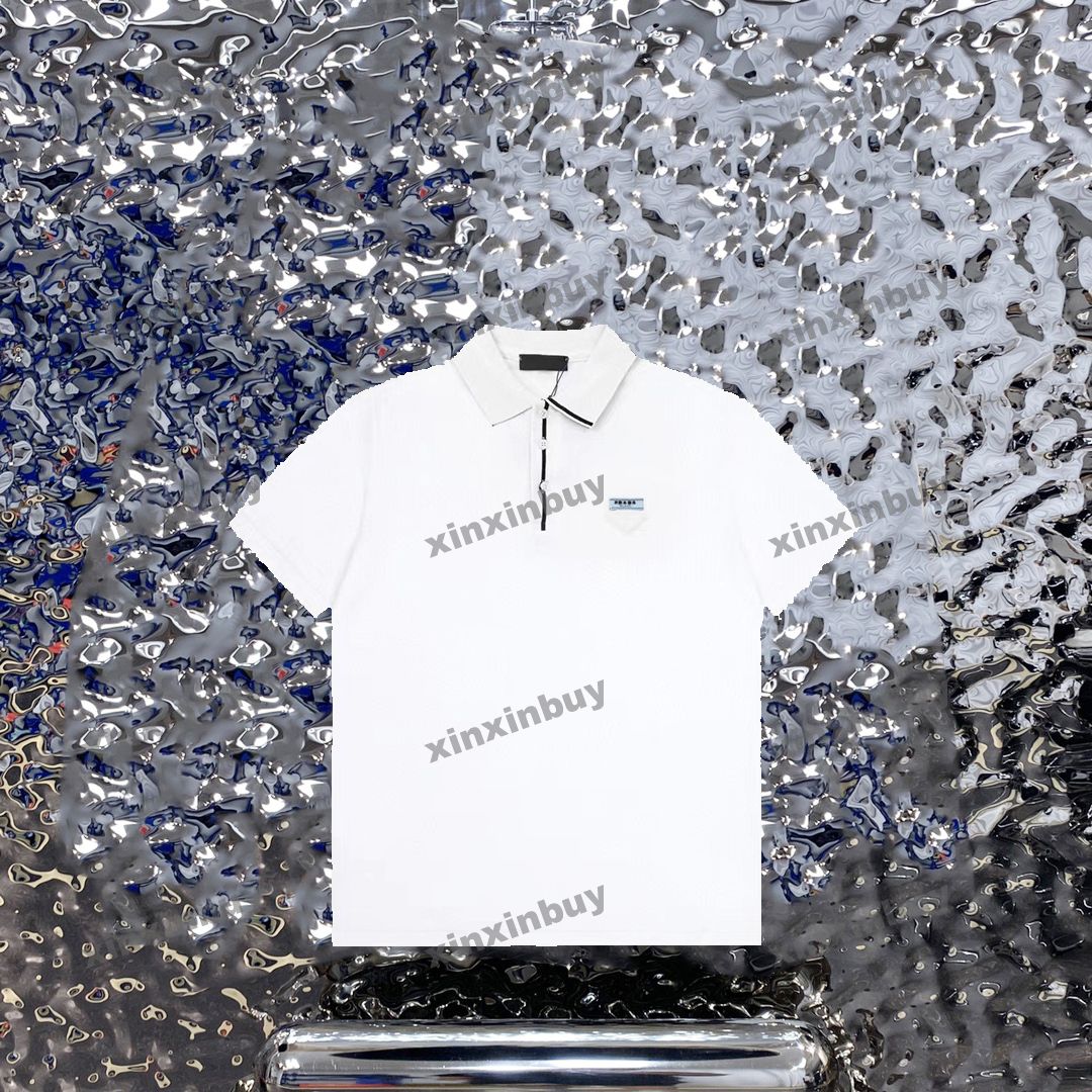 

xinxinbuy Men designer Tee t shirt 23ss leather Triangle label short sleeve cotton women blue Black XS-2XL, 01