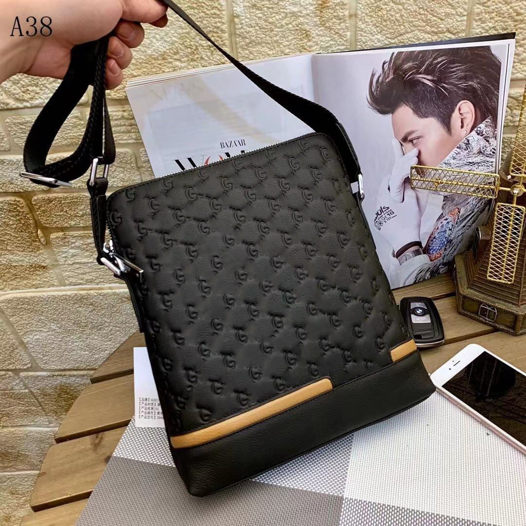 

Mens fashion bag luxury designer bags men genuine leather messenger bag man cowhide shoulder cross body Mobile phone storage handbags classic style 2846, Black