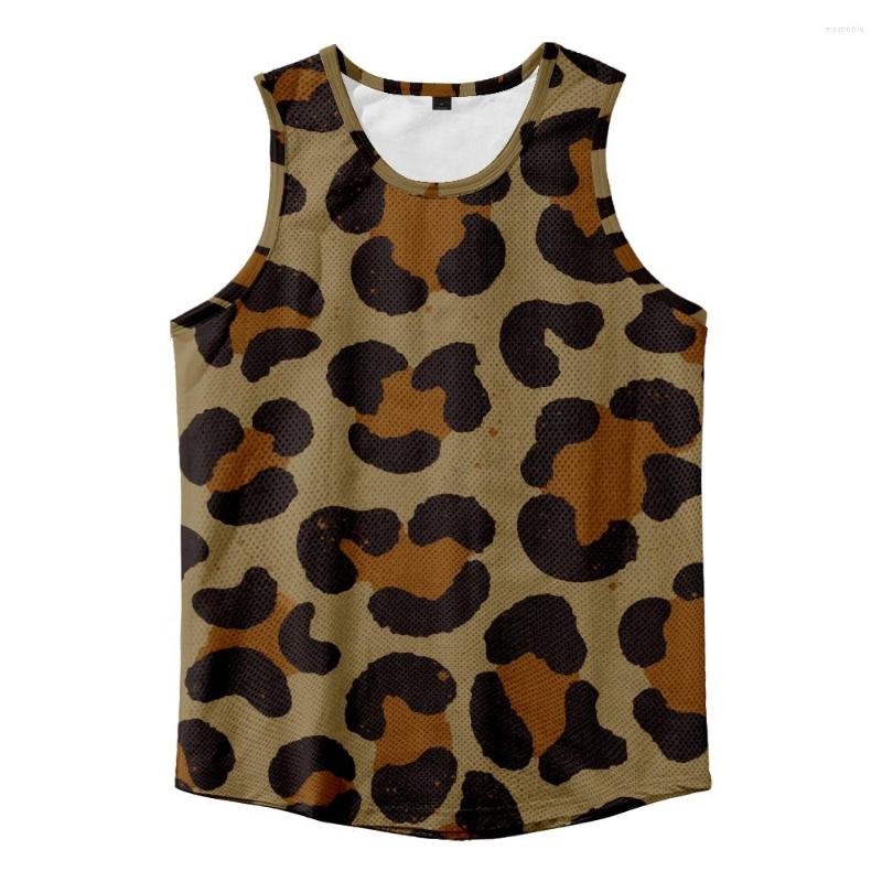 

Men's Tank Tops Fashion Gym Leopard Print Vest Men Top Sleeveless Stringer Clothing Bodybuilding Singlets Fitness Workout Sports Shirt
