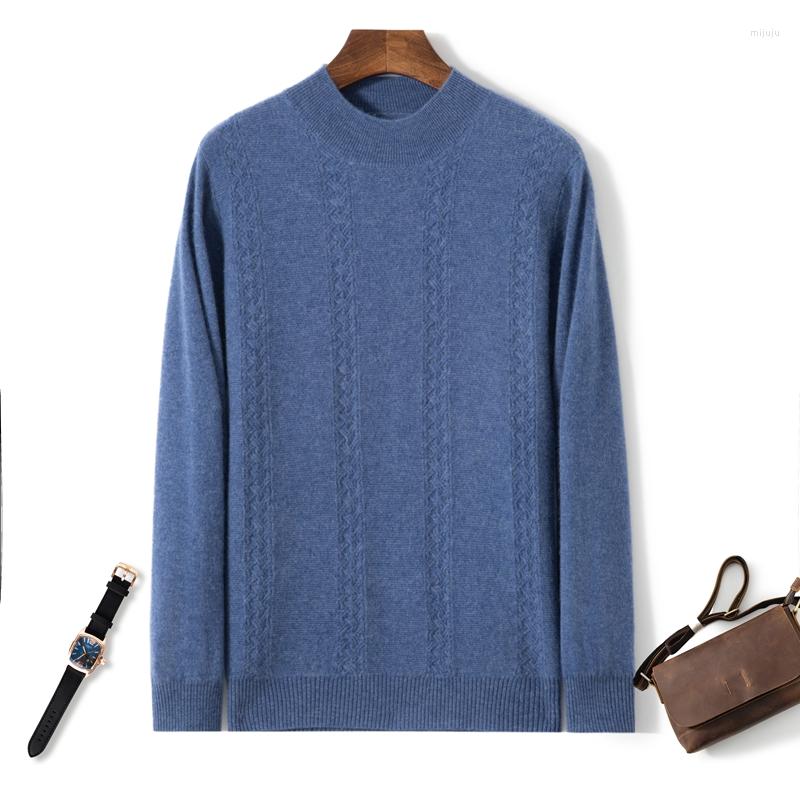 

Men's Sweaters 2023 Classic Men Pullover Cashmere Sweater Winter Half High Collar Long Sleeve Warm Knitted Jumper Men's, Black