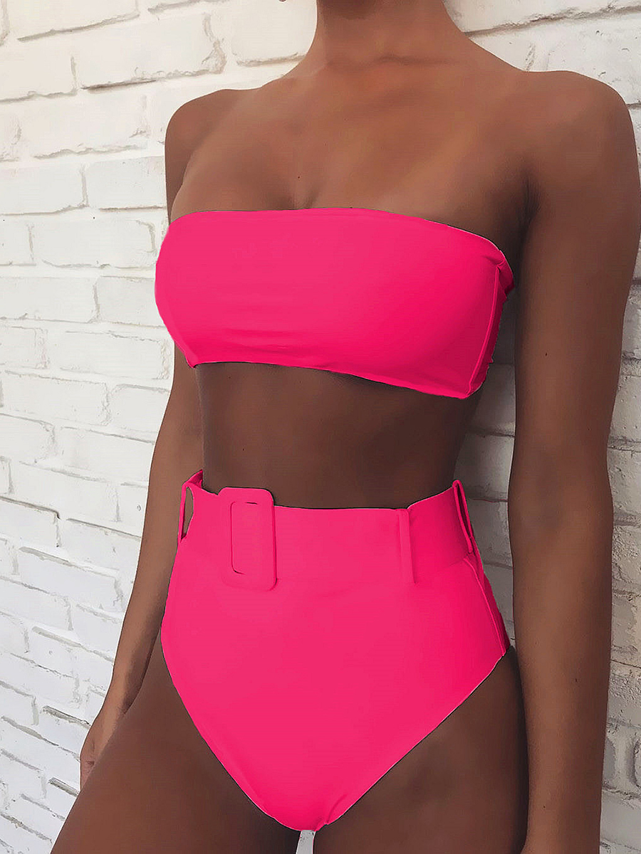 

Womens Swimwear High Waist Bikini Sexy Black Swimwear Women Swimsuit Summer Bandeau Bikinis Set Swimming for Bathing Suit Woman Swimsuits 230314, Pink