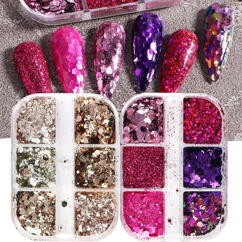 

Nail Glitter Gold Purple Sequins Art Spangles Flakes 3D Holographic Winter Decorations Trends 2023 Manicure TR1909-48