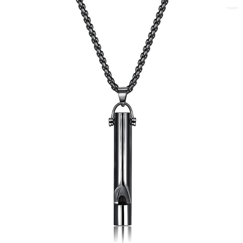 

Pendant Necklaces Stainless Steel Meditation Breathing Anti Anxiety Whistling Necklace Outdoor Life-saving Lovers Jewelry Sweater Chain