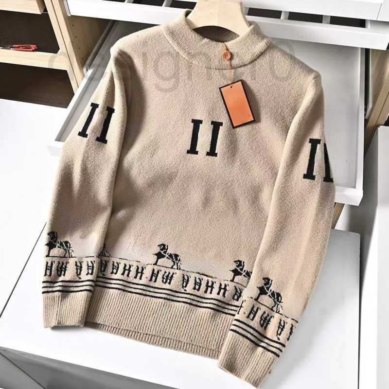 

Men's Sweaters Designer winter wool sweater mens knitwear H pullover coat hms designer sweaters men women casual hoodie fashion carriage embroidered knitshirt 11, Khaki