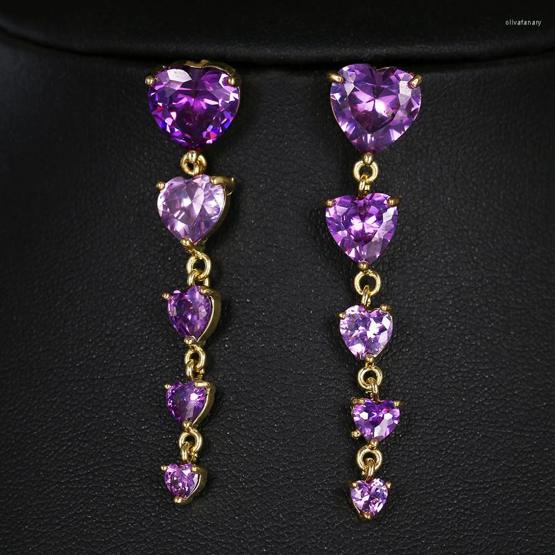 

Stud Earrings Luxury Fashion 6 Colors Big Zircon Long Dangle For Women Jewelry Korean Party Gift