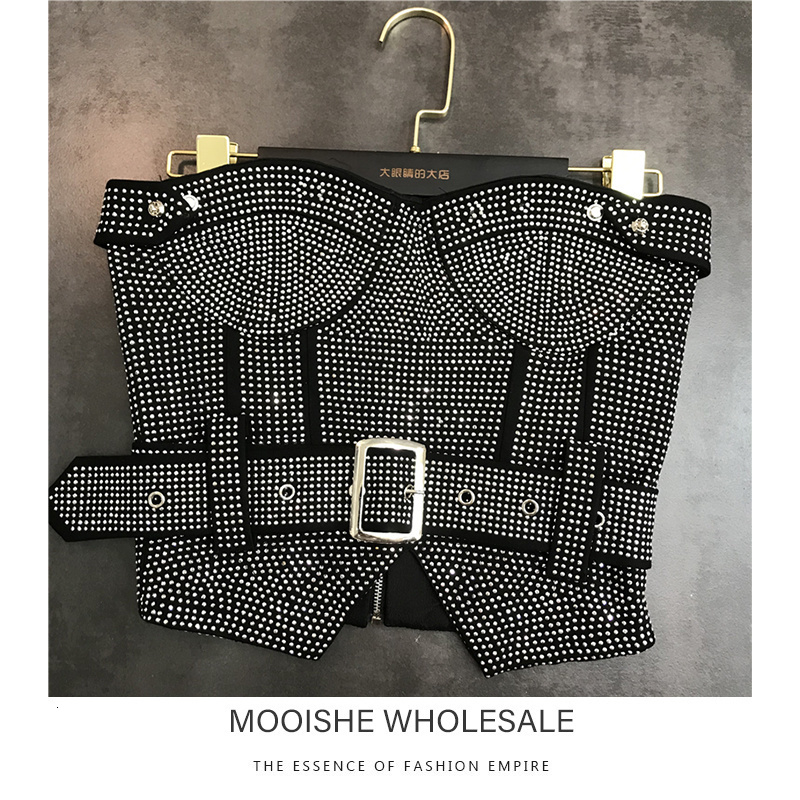 

Women's Tanks Camis Mooishe Sexy Women Diamond Crop Bra Tank Tops Black Summer Drilling Bring Belted Tops 230317