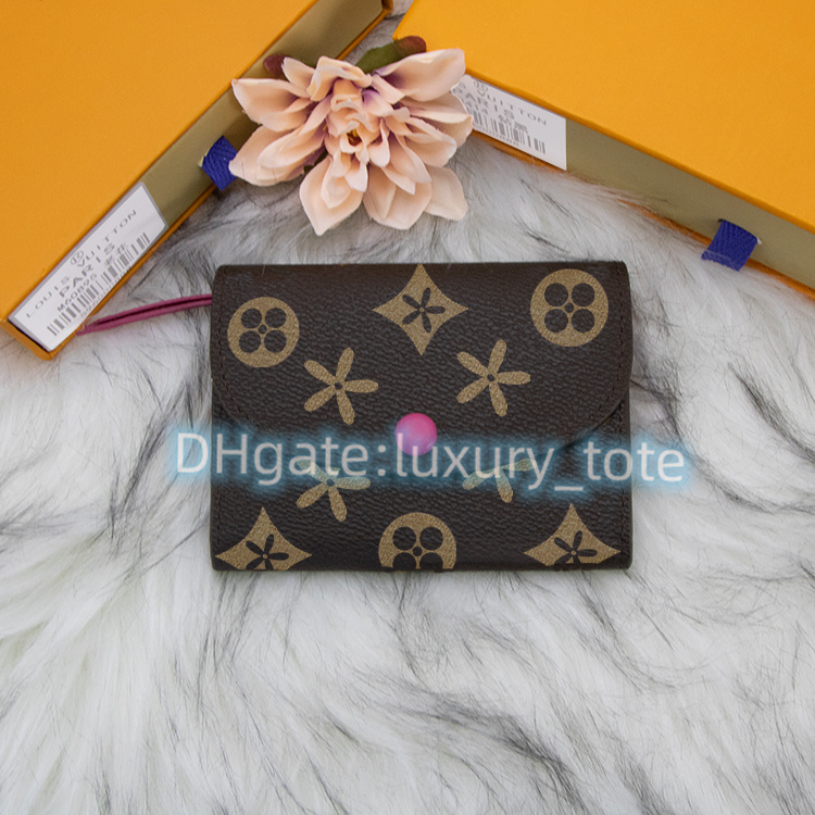 

M41939 wallets rosalie coin purse Card Holders Luxurys Designer bag viutonity Men Coin Pouch Women's CardHolder Genuine Leather louiseity brown flower fashion, Mon0gram red