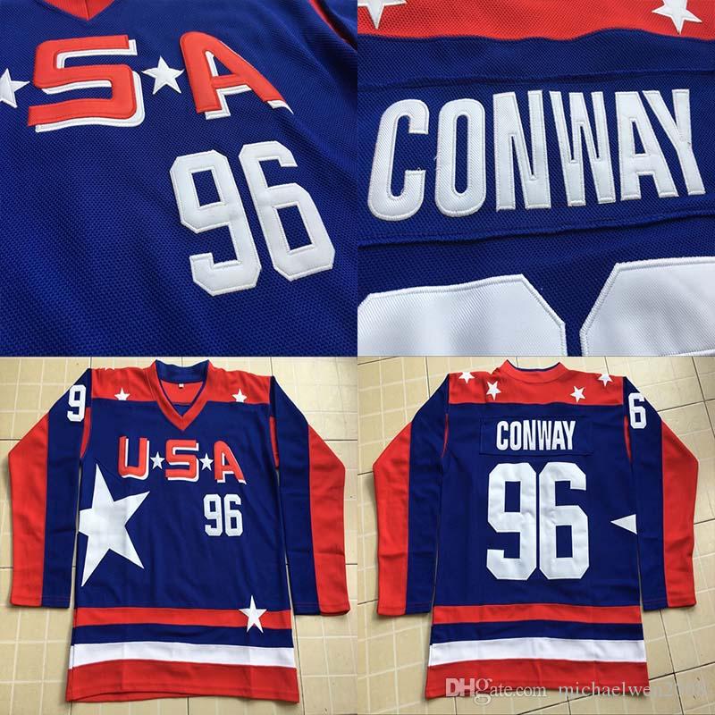 

96 Charlie Conway Jersey 2017 Team USA Mighty Ducks Movie Ice Hockey Jersey All Stitched And Embroidery, White 96