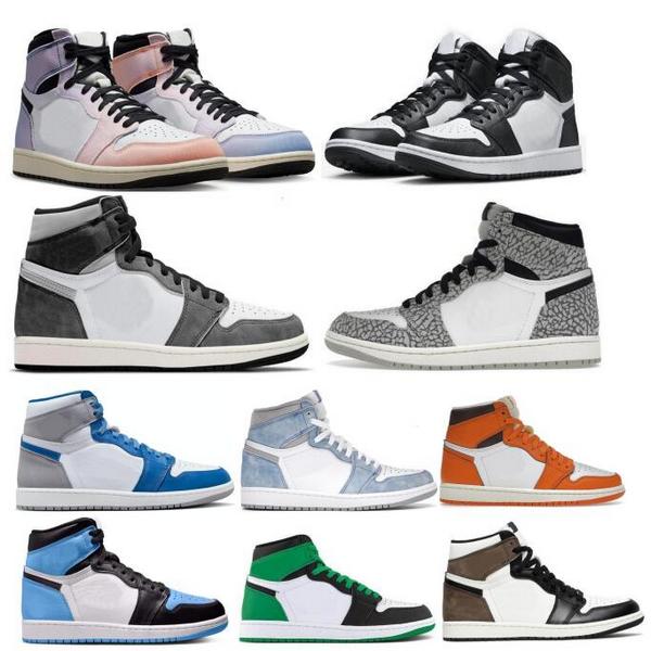 

2023 Jumpman 1 Basketball Shoes 1s True Blue Skyline Starfish Washed Black Cement Unc Toe Lucky Green Seafoam Men Women Trainers Sneakers, Light yellow