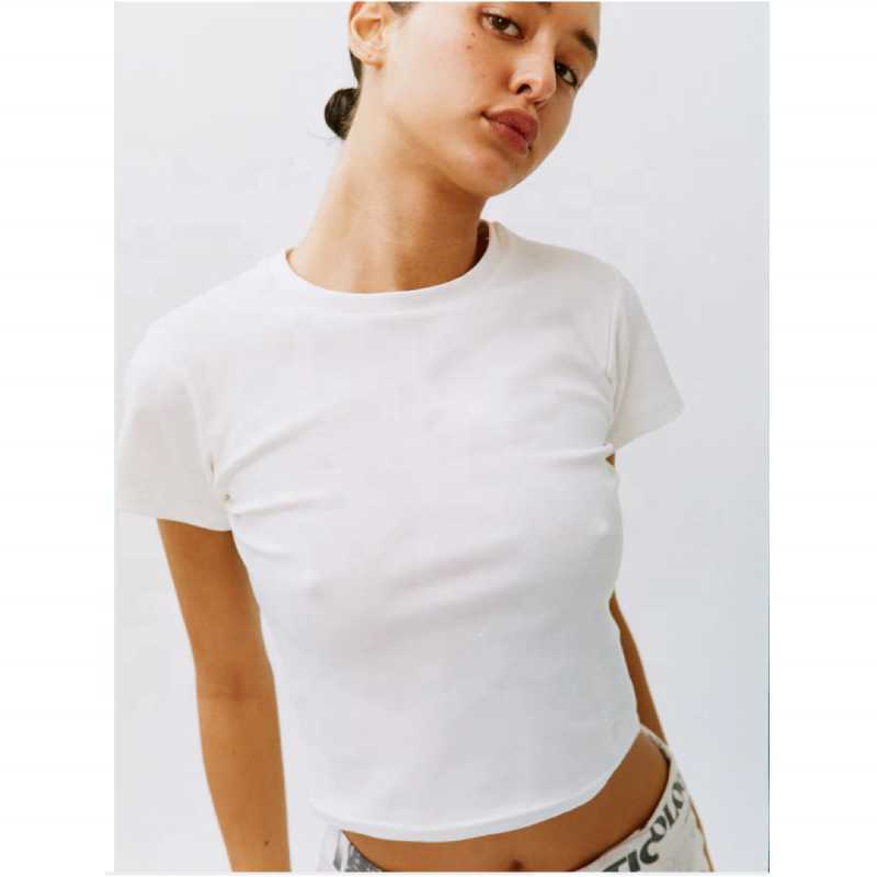 

2023 Summer Baby Tee Y2k Crop tops Tee Shirt Sexy Thin Blank shirt For Woman 100% Cotton Breathable High Quality plain T-shirt