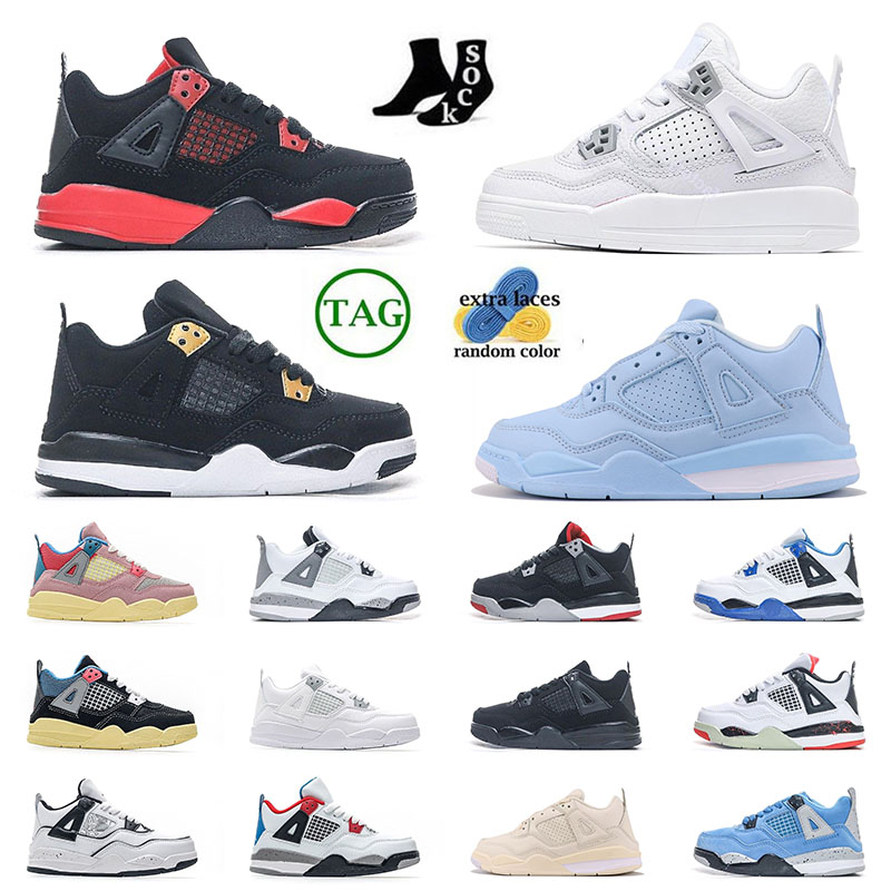 

new Kid shoes 4s Children Preschool boy girls baby sports shoes Training shoes designer Red Thunder Sophomore Album Fire Red Royalty Fire Grey Red Alternate, 1 (8)