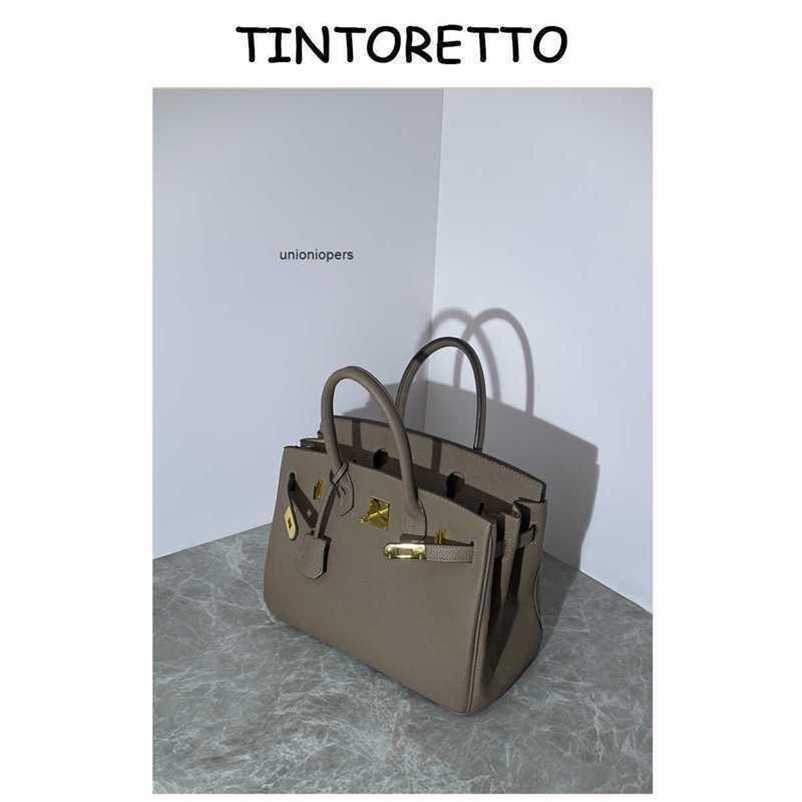 

Designers Handbags Birkin Designer Bags 2023 New Trend Litchi Pattern Handbag Advanced One Shoulder Crossbody Big Women's Large Capacity Ayw, Elephant grey 30cm