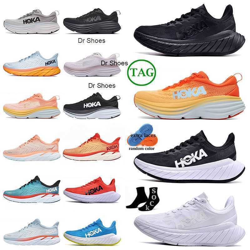 

hoka ONE Bondi 8 Carbon X2 Running Shoe hokas amber yellow tripe black white dark shadow fiesta shell coral peach parfait real teal