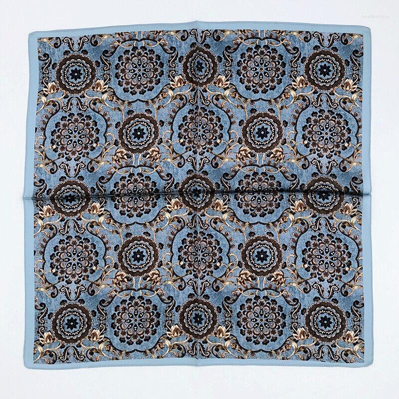 

Scarves Silk Scarf Man Women Vintage Ethnic Tribal Style Flower Kerchief 53 53cm