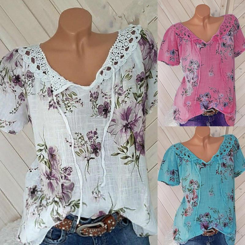 

Women' Blouses Women' Elegant Blouse 2023 Summer Floral Flower Print Pullover Button Fashion Casual Bottom Top Haut Femme, Green