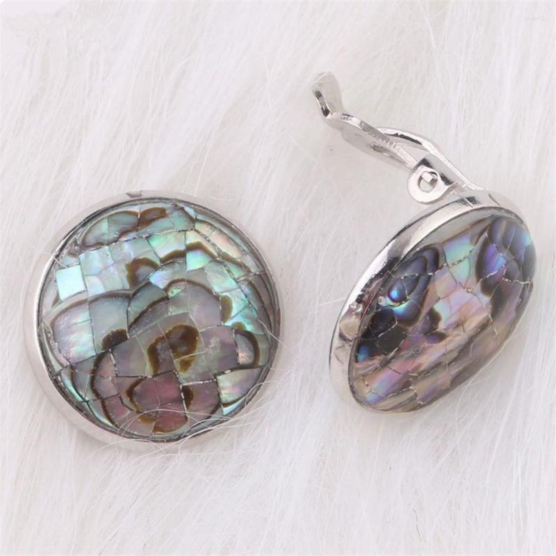 

Dangle Earrings Style 6pair/Lot No Hole For Ladies With Earclips Natural Abalone Shell Round Female