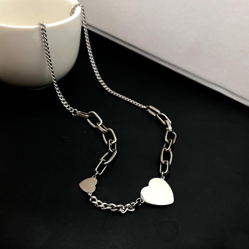 

Pendant Necklaces Punk Style Geometric Double Heart Necklace For Women Vintage Chain Clavicle Gift Fashion Jewelry Party Accessories