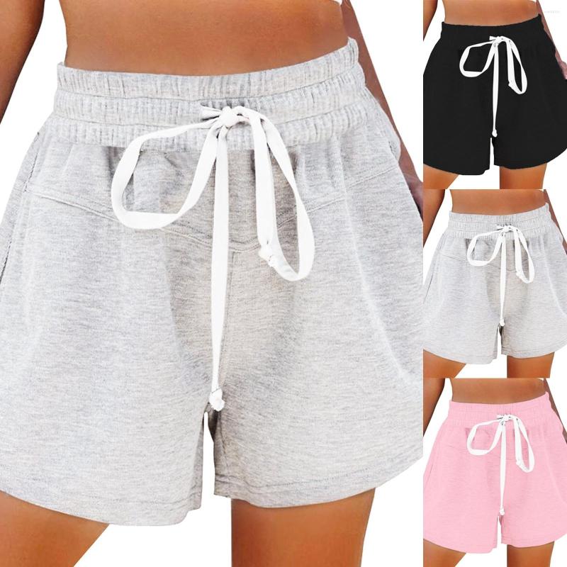 

Women' Shorts Womens Cotton High Elastic Waisted Pleated Ruffle Cute Beach Flowy Casual, Black